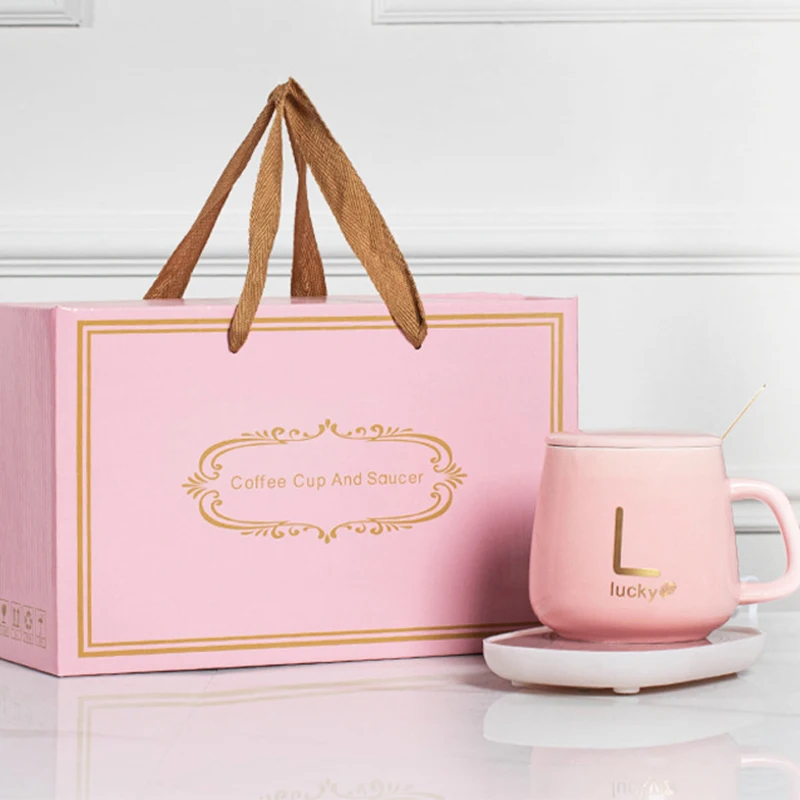 Custom Smart Electric USB Office Home Heater Cup Mug Gift Set Thermotatic Ceramic Coffee Mugs with Heater Coaster