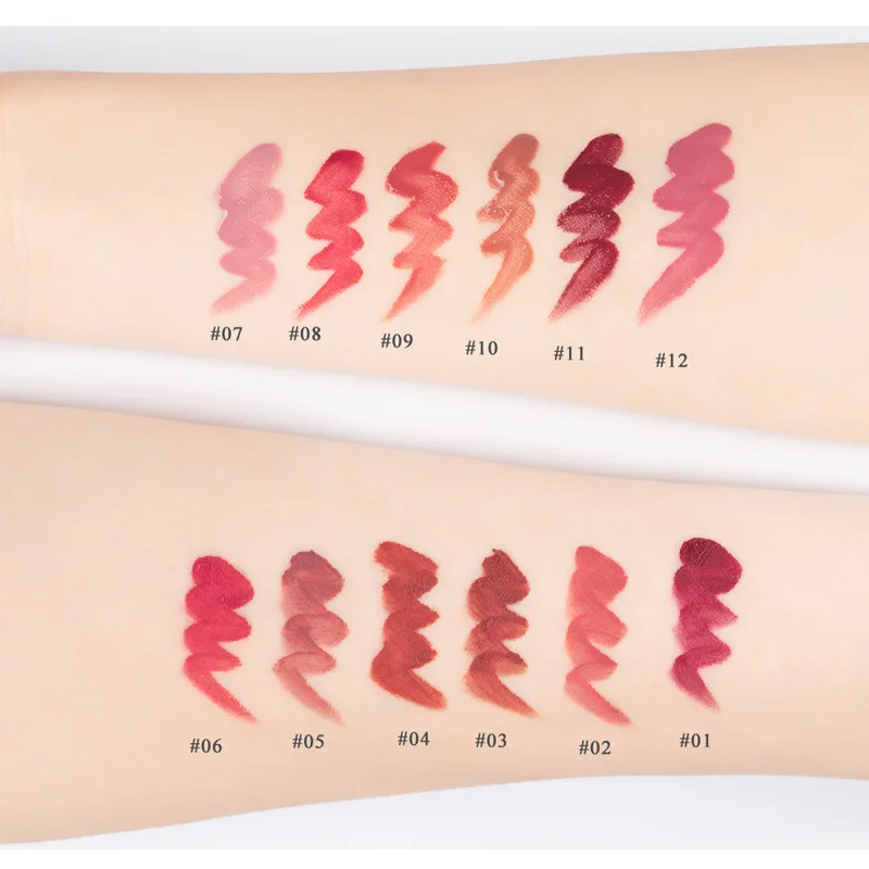 
Wholesale 12 Colors Liquid Lipstick Vegan Lipgloss Organic Velvet Private Label Glossy Lip Gloss 