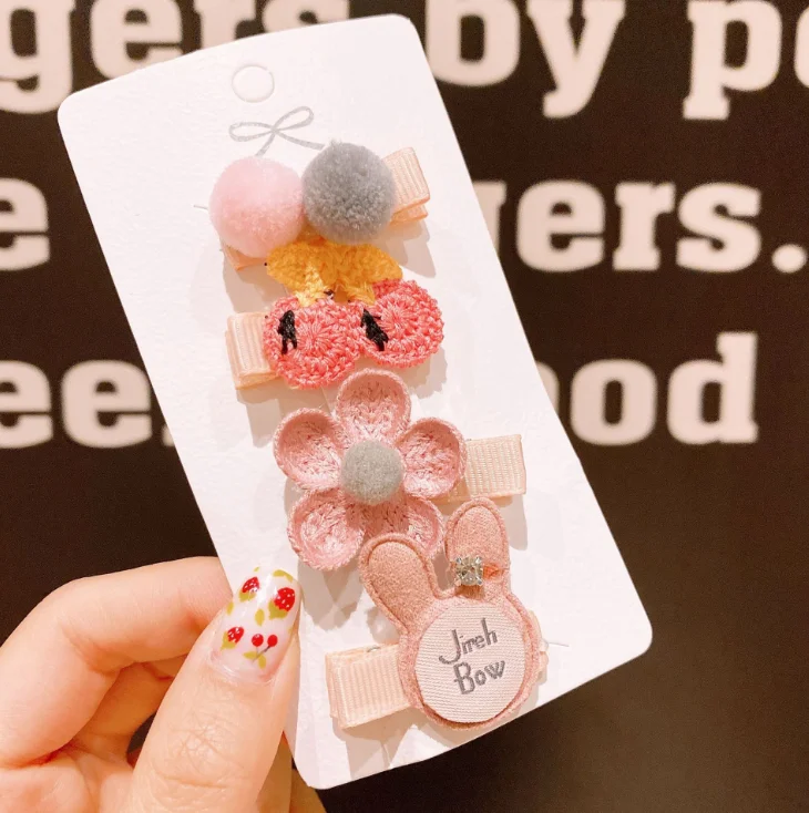 Baby Bangs Clip Girls Hairpin Headdress Pink Set Kids Hair Accessories