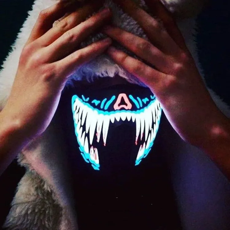 Amazon Hot Sale Festival party led voice control luminous mask EL light up mask for cosplay