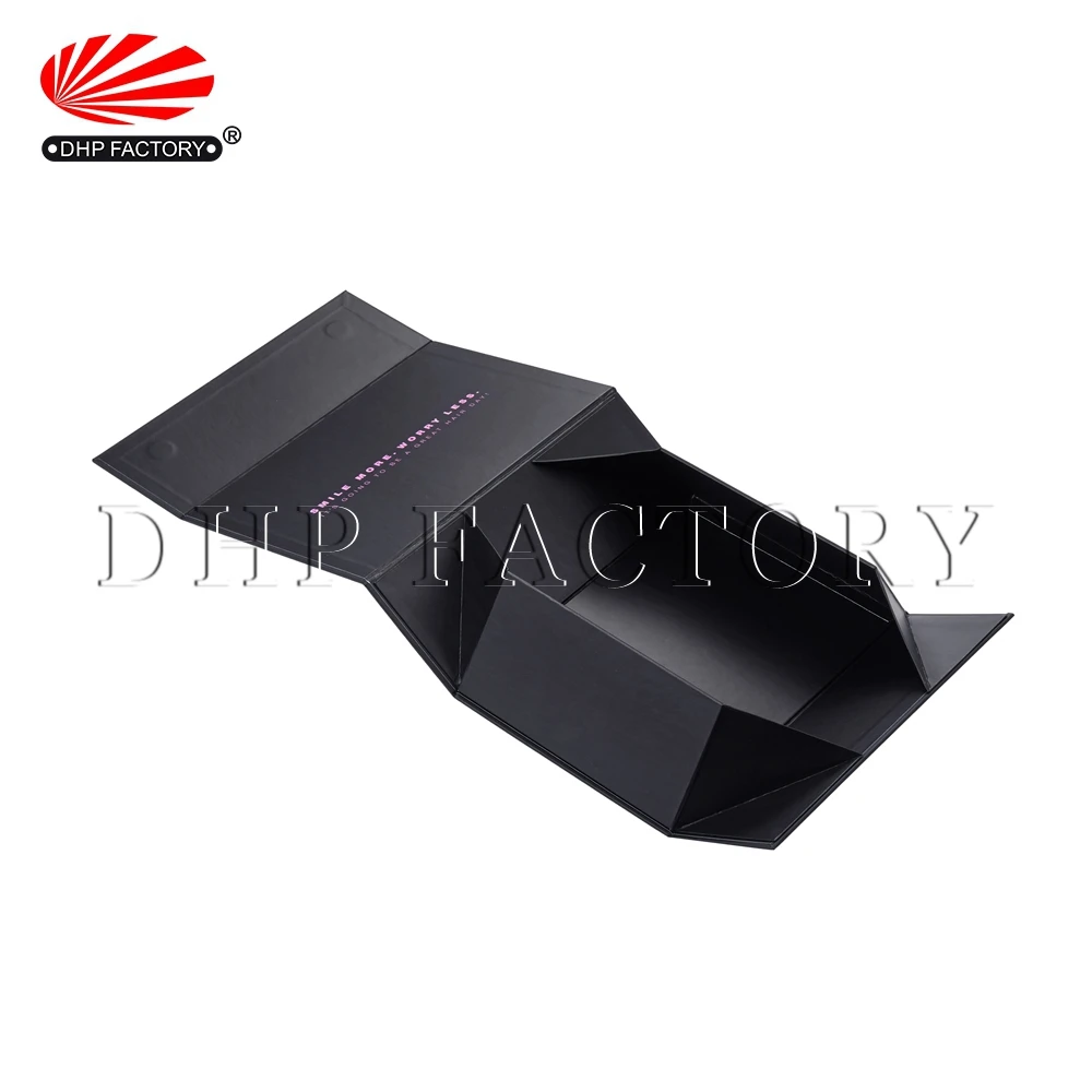 Black Custom Logo Foldable Magnetic Premium Luxury Recyclable Rigid Cardboard Paper Packaging Clothing Box Flip Top Gift Boxes