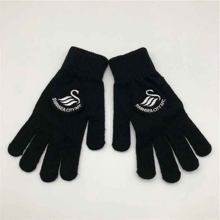 Горячая Распродажа, красные вязаные перчатки унисекс с напечатанным логотипом и вышивкой на заказ, акриловые вязаные перчатки с открытыми пальцами, вязаные перчатки без пальцев