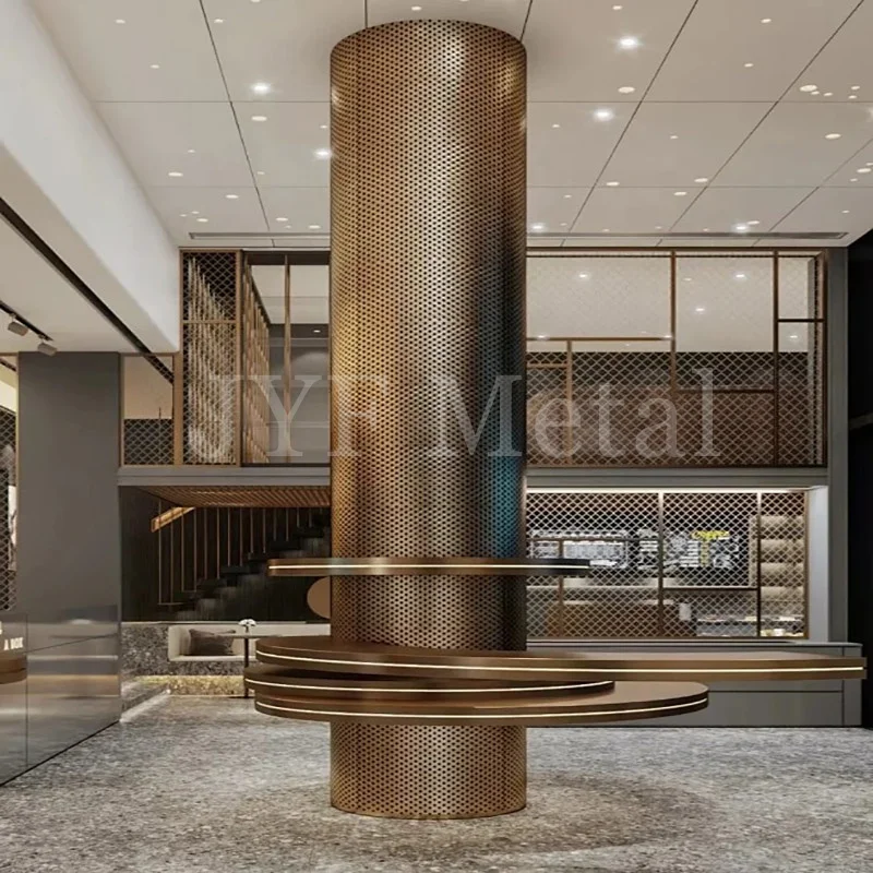 C709 Stainless Steel Circular Columns Cover Interior Decorative Metal Building Material for Commercial Square Design