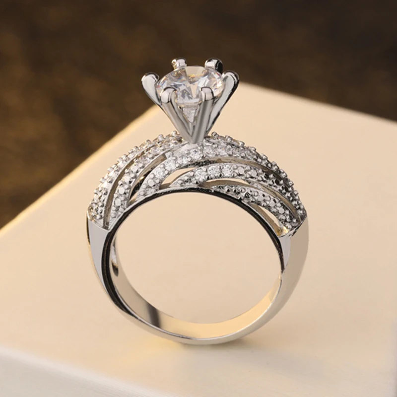 Luxury 2pcs/set Gemstone Diamond Ring Set Top Quality Party Wedding Rings For Women Accept Custom Silver Sterling 925 ZRR955