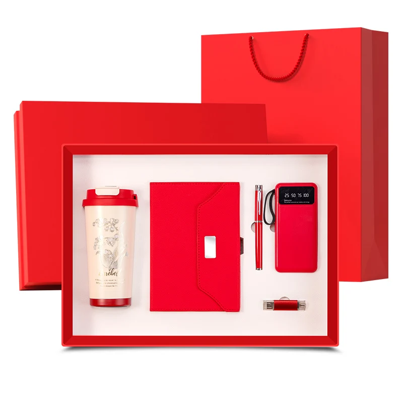 VIP Corporate  5 in 1 Mug + Notebook + Pen + Power bank + usb flash drive corporate customized gift set