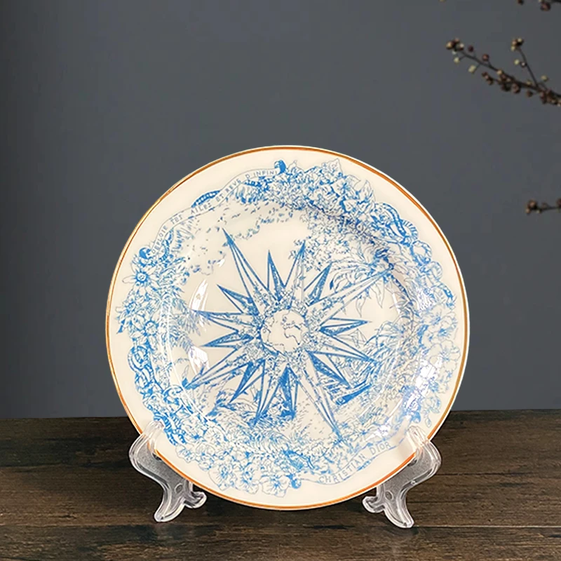 SYL Lucky Star Bone China Mug Creative Decal Steak Western Dish Dessert Plate Cutlery Couple Home Decoration Cutlery Set