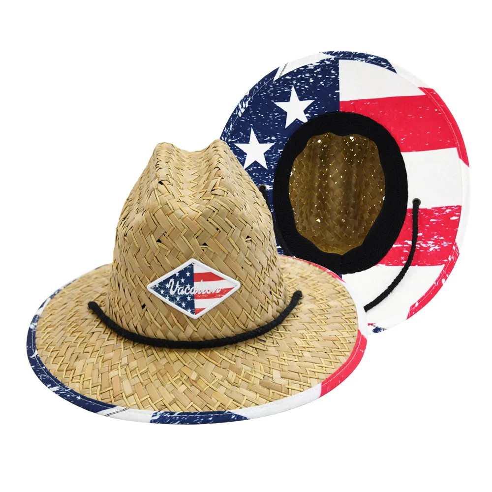 Vintage Summer Handmade Braided Natural Straw Hat For Kids Children Wide Brim Rattan Weave Hat With Custom Logo
