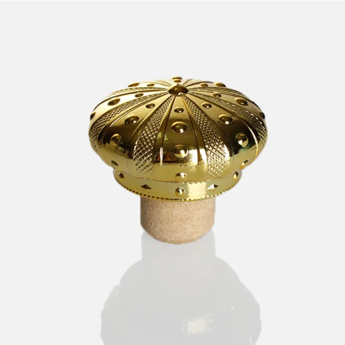 Custom Golden Crown Perfume Liquor Wine Stopper Cork T Shape  Fancy Art Craft Essential Oil Wooden Synthetic Cork