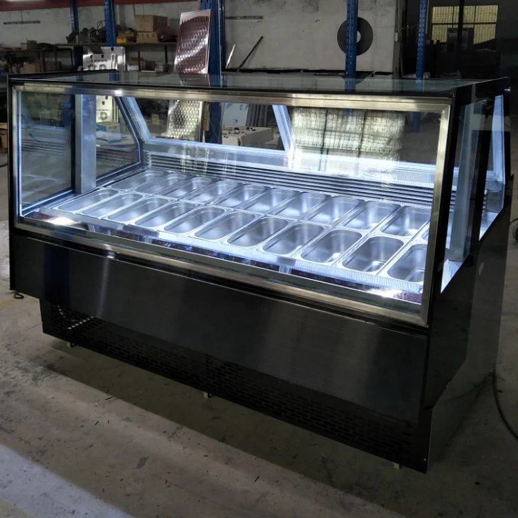 ICEWINTOP Outdoor Commercial Gelato Display Cabinet Customize 24 Pans  Ice Cream Showcase