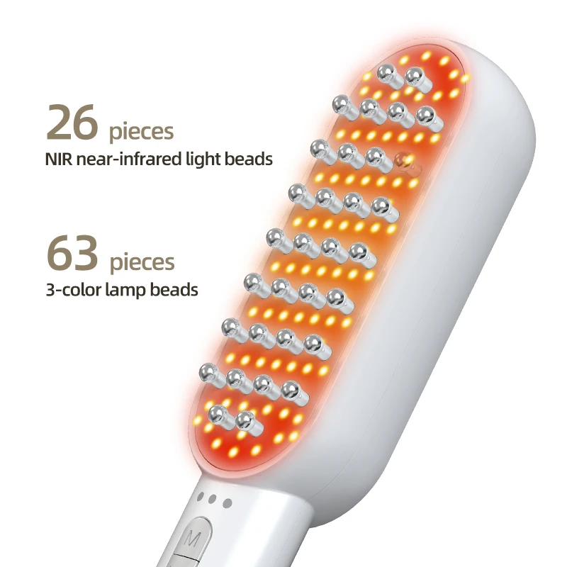 High-End Rechargeable Electric Hair Comb 4 Colors LED Light Therapy EMS Ion RF for Enhanced Hair Growth and Styling