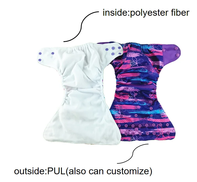 Wholesale customized organic bamboo pul coated baby cloth diaper baby reusable washable diaper cloth diapers