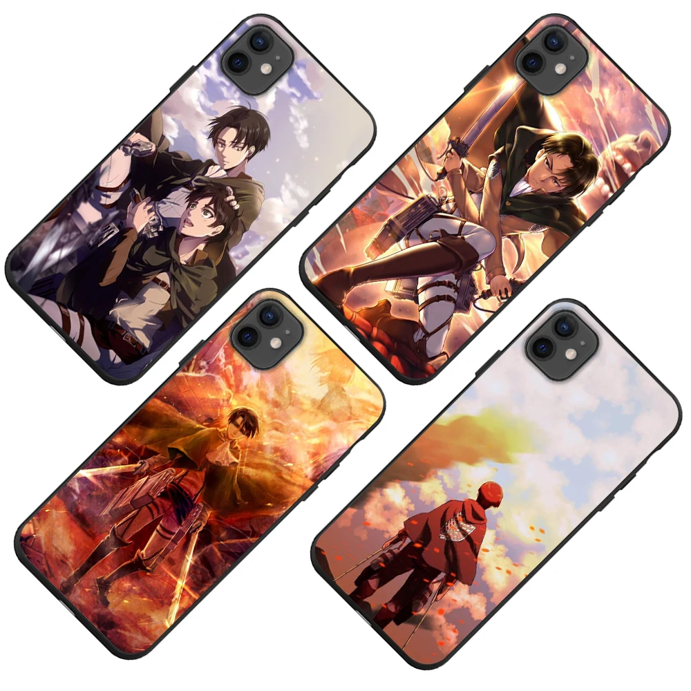 High Quality Cartoon attack on titan Custom Fashion Black Soft TPU Phone Case For iPhone 7 Plus For Samsung S20 Plus 5G