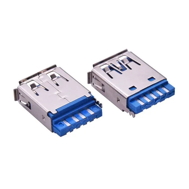 Shenzhen Manufacturer Welding Wire Usb3.0 9P Female Head Blue Rubber Core Usb Female Connector