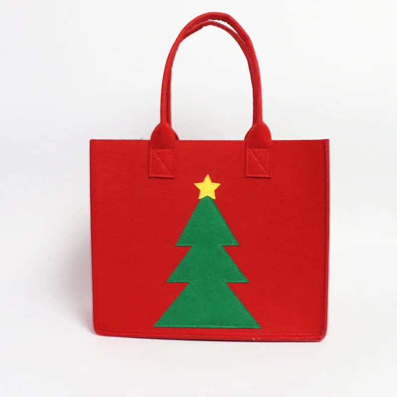 2024 Christmas Decorations Felt Tree Tote Bag for Christmas Eve Candy or Gift Storage Festive Christmas Tree Design