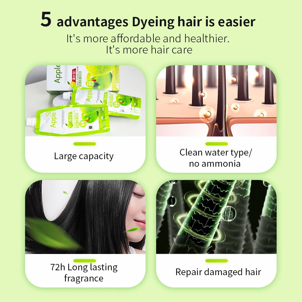 Genuine huihoo Non Stick Scalppingguo Hair Color Dye 72 Permanent Ammonia Free Black Hair Colour Shampoo
