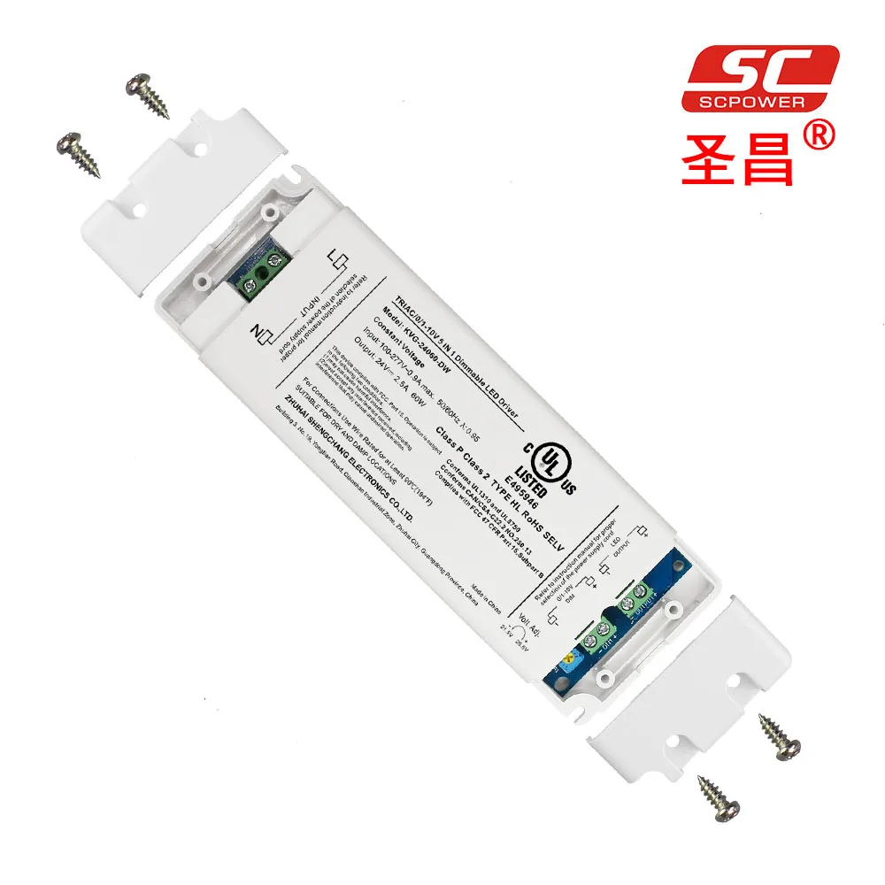 Диммируемый светодиодный драйвер Triac 0-10 в 1-10 в 60 Вт 12 в 24 в постоянное напряжение Профессиональное светодиодное освещение