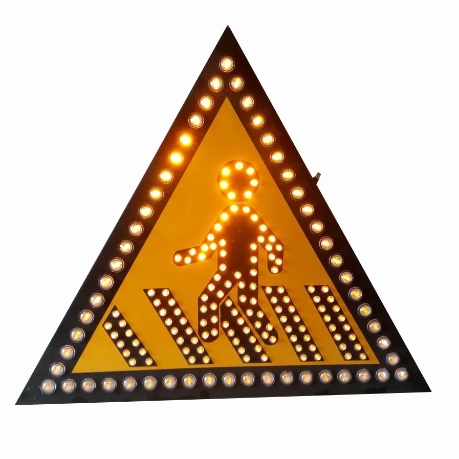 Traffic aluminum solar LED triangle safety road warning sign