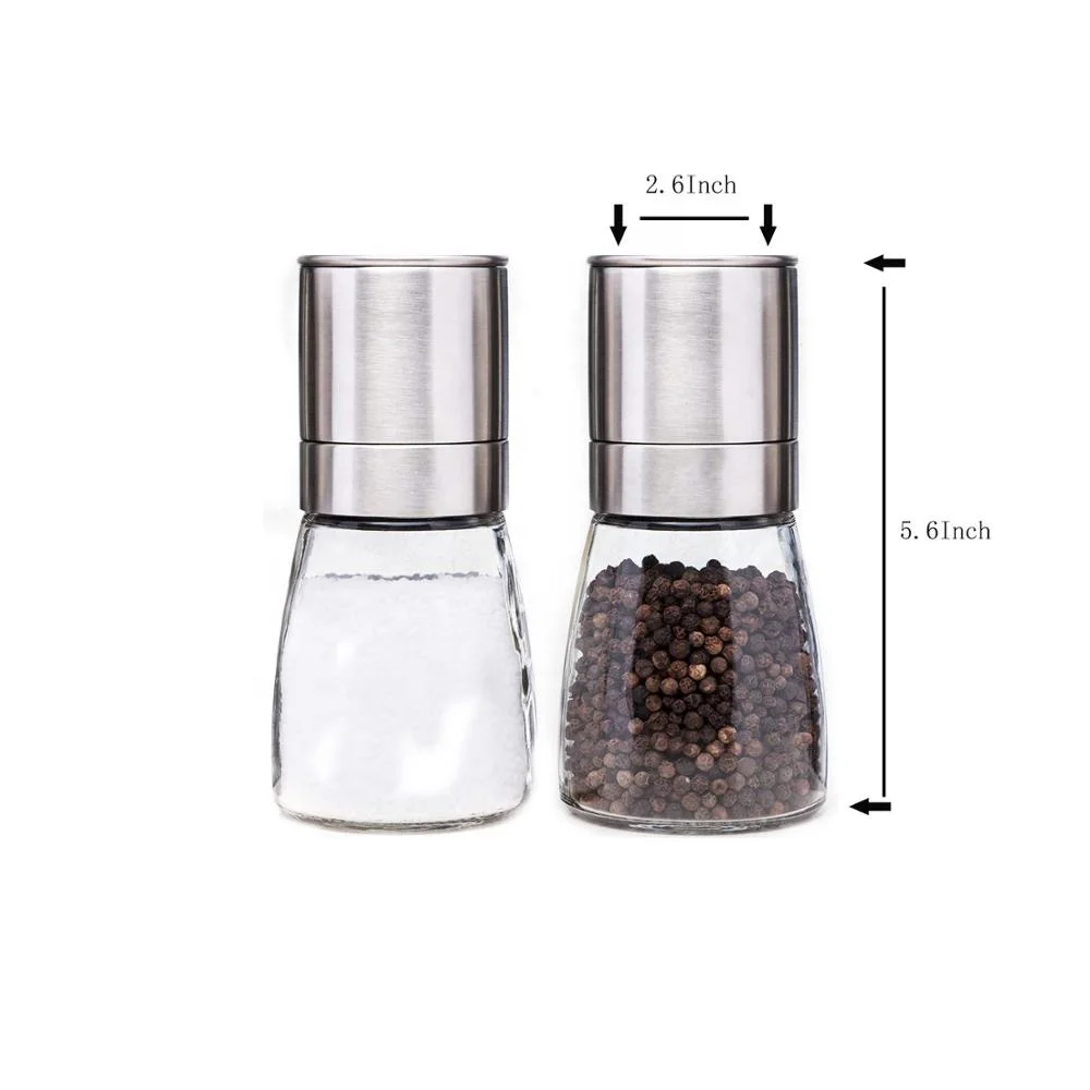 Factory Produced Kitchen Manual Glass Salt and Pepper Grinder Mill