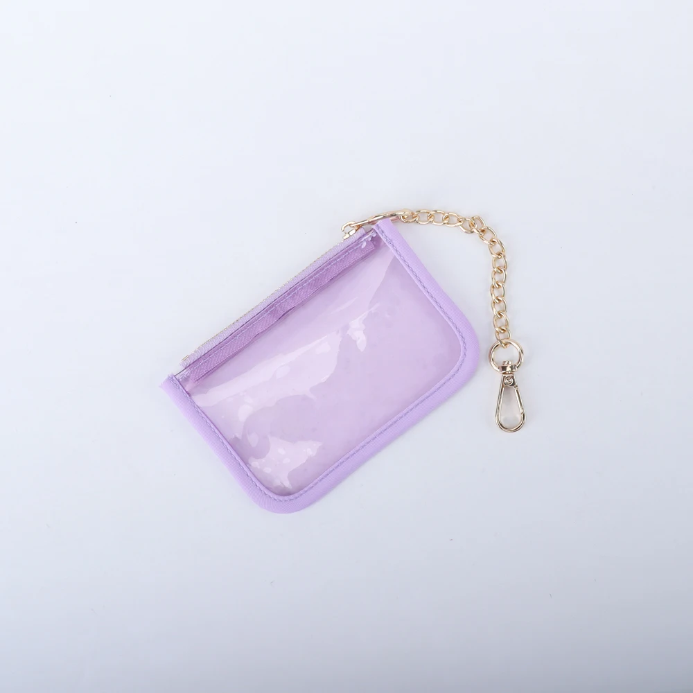 Custom Small Wallet Plastic Transparent Mini Pvc Zipper Keychain Credit Card Holder Coin Purse Card Holder Clear Coin Purse