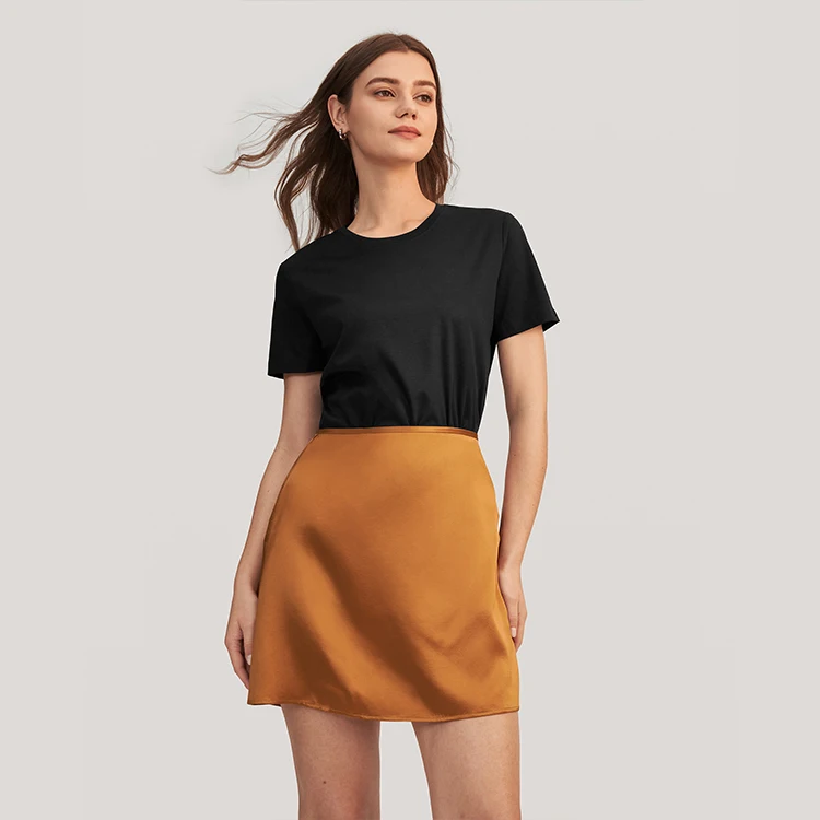 Factory custom label OEKO 6A 100% mulberry silk wrap package hip skirt women pure silk short wrap A-Line skirt