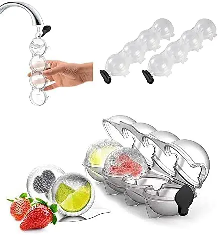 Amazon Hot Selling 4 Hole Ice Ball Maker High Quality Bar Round Ice Cube Maker Sphere Large Tray Whiskey DIY Ice Ball Mould
