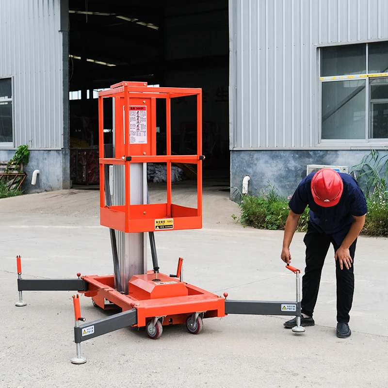 2023 Outdoor single mast aluminum alloy mobile electric lift platform elevators lift hydraulic ladder lift