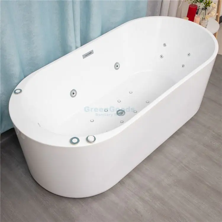 Japanese Bathroom Fiberglass Oval 2 Person Tub Soaking Whirlpool Bathtubs With Shower