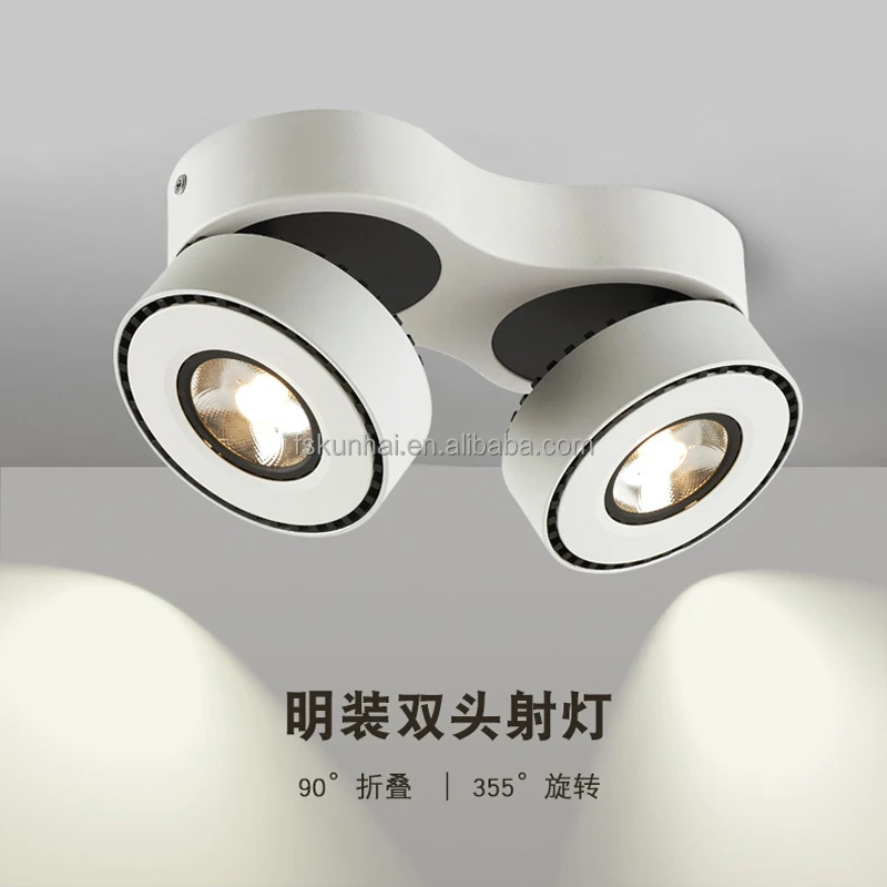 2 head surface mounted spotlight led focus foldable ceiling light Nordic living room background wall spotlight KH-WF-C-3033-2
