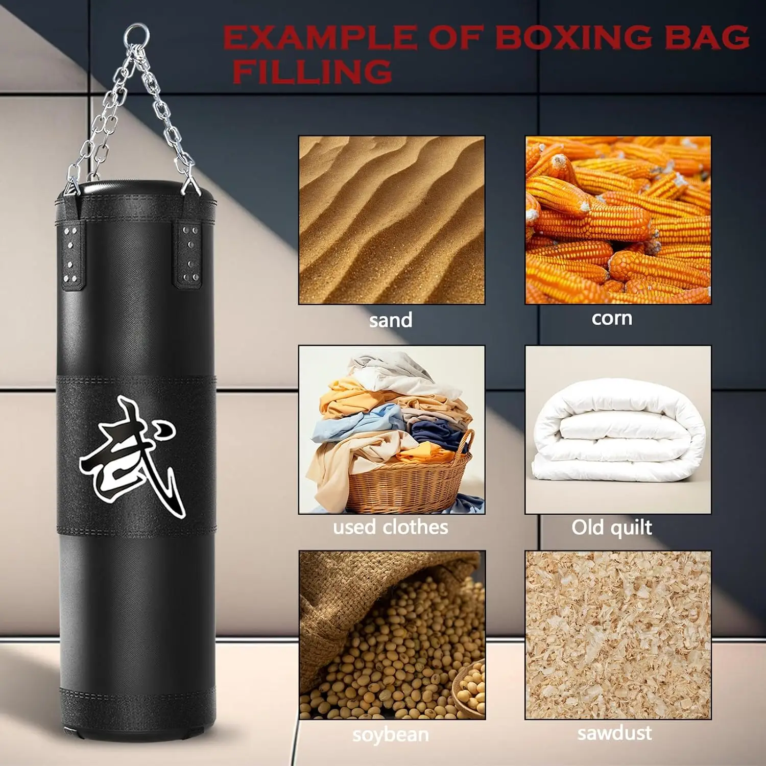 Wellshow Sport Punching Bag with Stand for Adults 4FT Heavy Boxing Punching Bag Set for Strength Training Home Gym