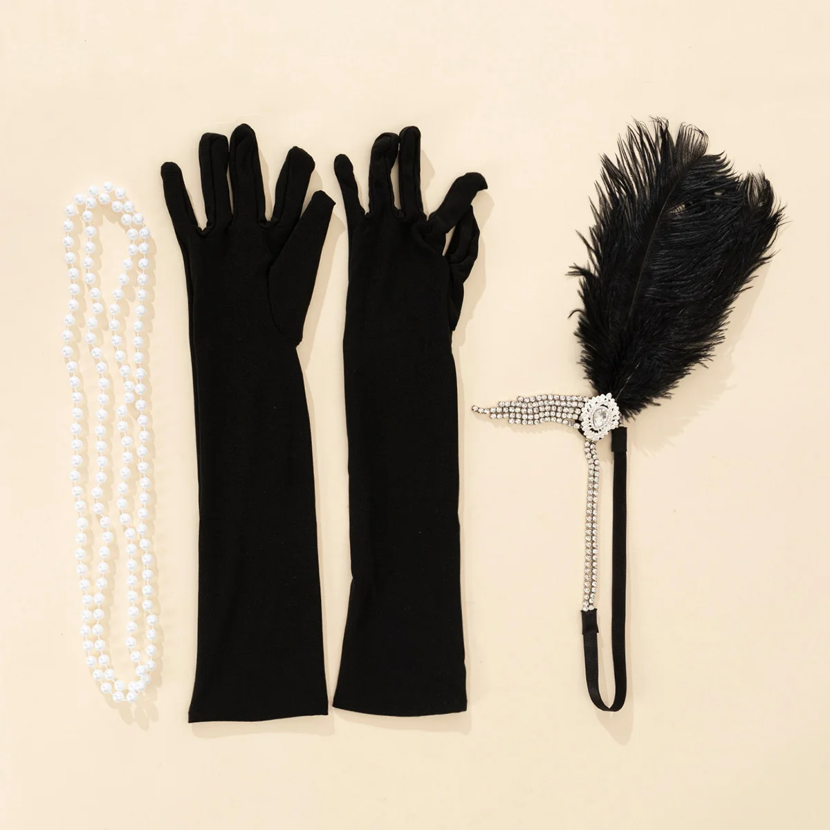 Vintage 1920s Great Gatsby Headpiece Feather Headband Hair Accessories for Party Prom for 20s Flapper Look