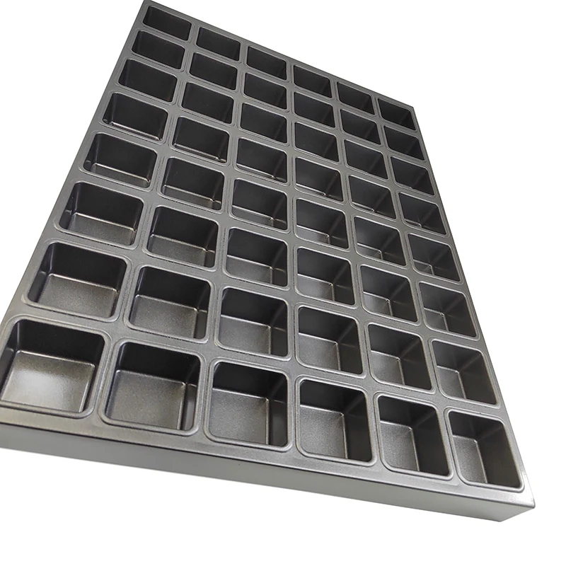 Custom 48 Cups Non Stick Aluminized Steel Square Muffin Baking Pans Mini Brownie Cake Baking Mold Trays Financier Cakes Pan