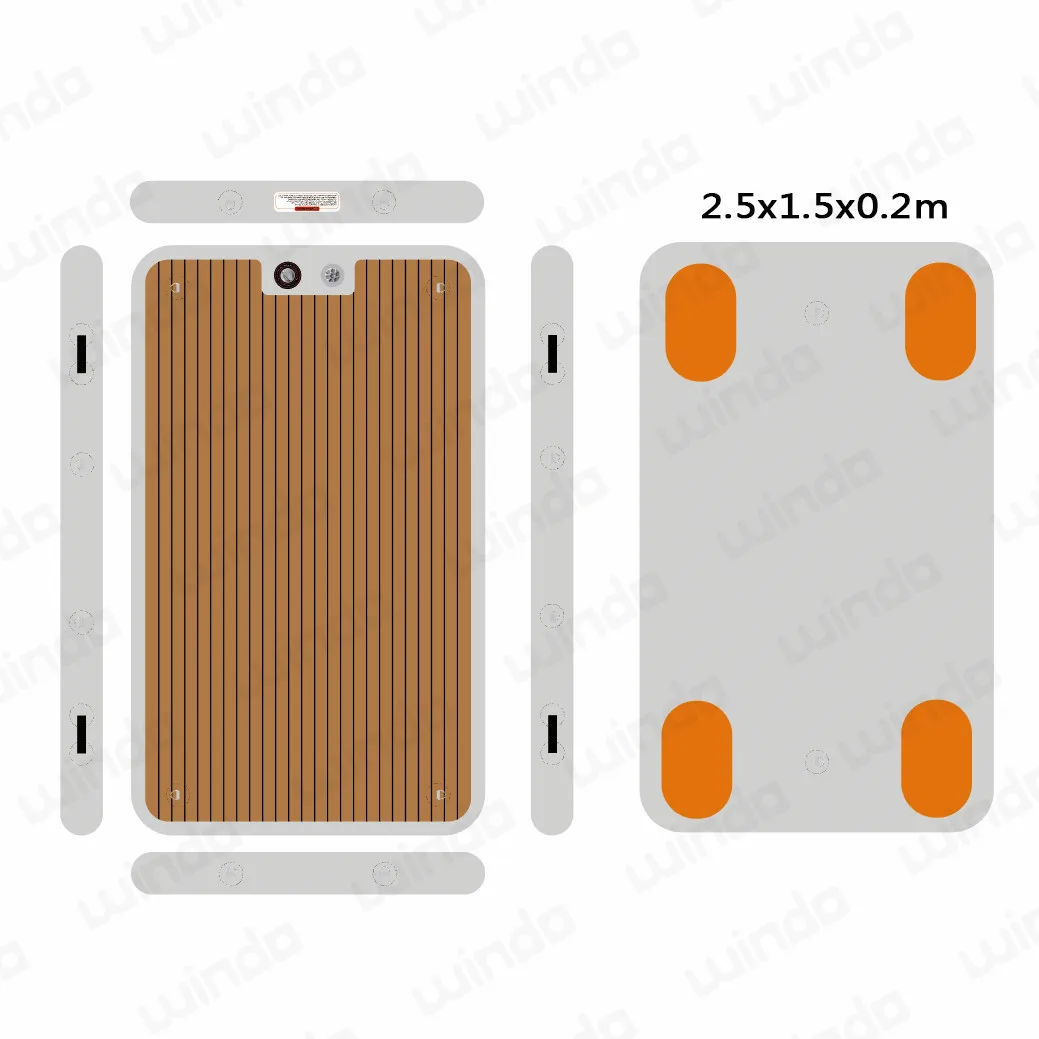 2.5x1.5x0.2m Drop Stitch Inflatable Platform Floating Yacht Dock With 4 Water Bags