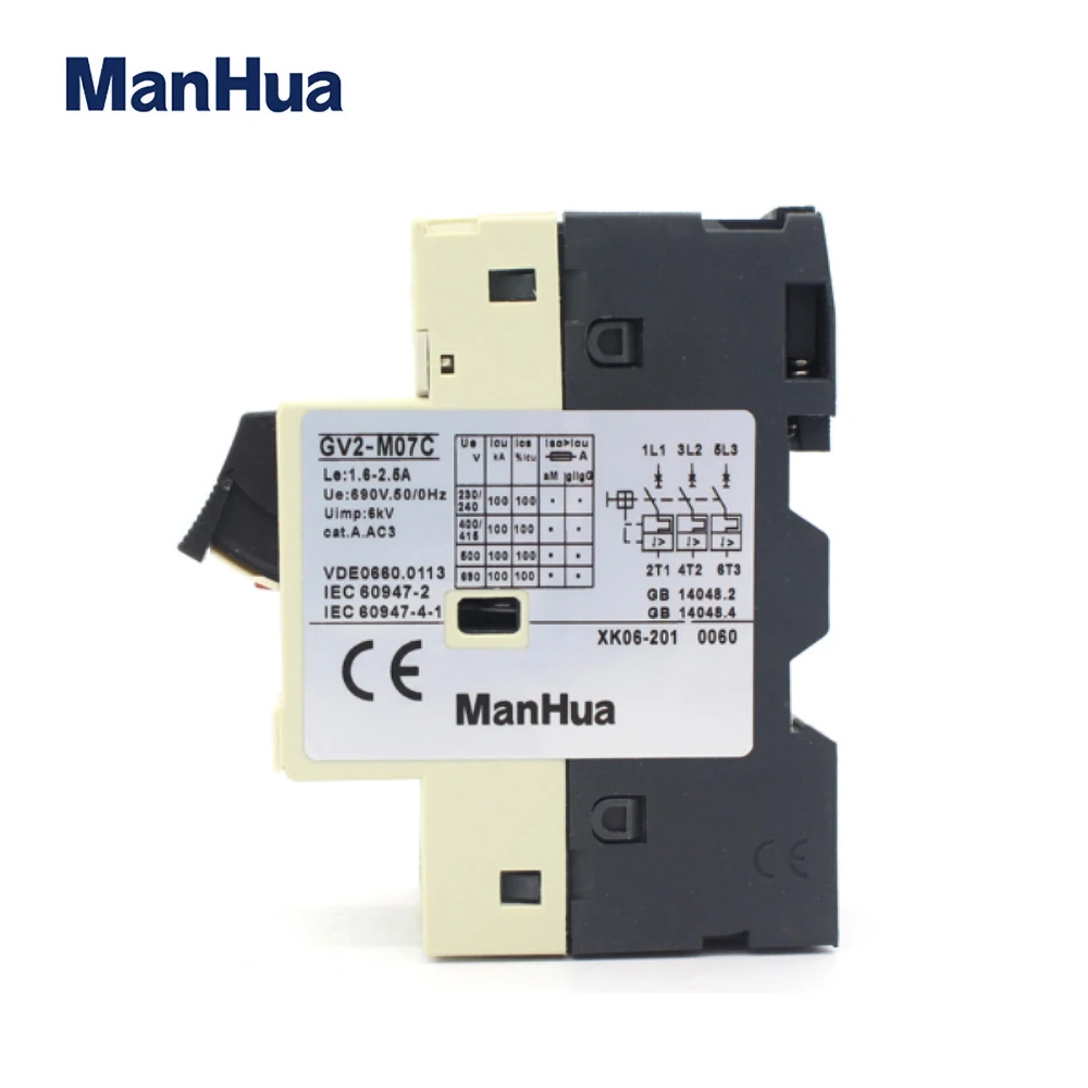 Тройной полюса двигателя управления защита от перегрузки 3P 1.6A 2.5A Amp GV2-M07 в формованном корпусе Электрический фиксированный выключатель автоматический