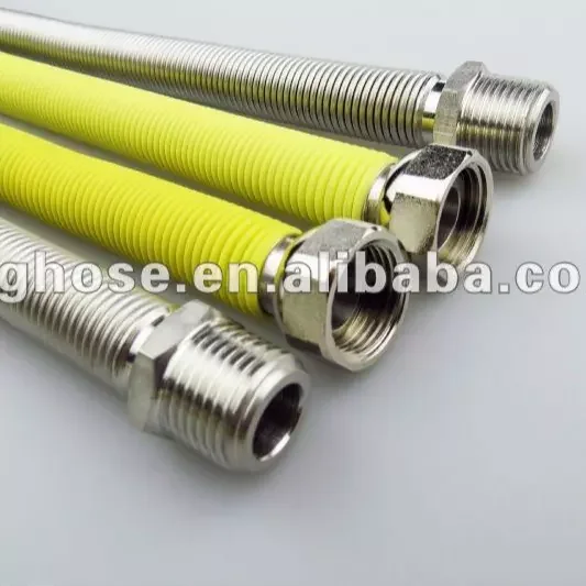 OEM DN16 AISI304 316L stainless steel flexible metal gas connector hose natural gas tube corrugated pipe for gas coated with pvc