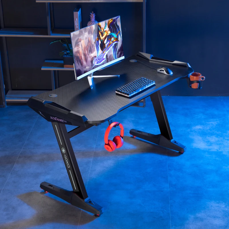 Компьютерный игровой Настольный ПК стол с RGB подсветкой и держателем для наушников