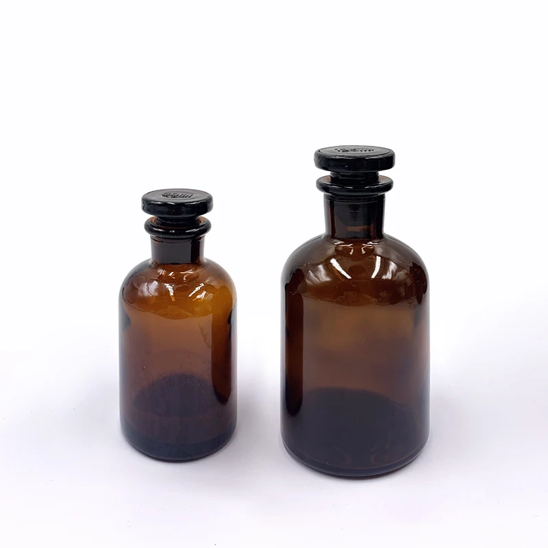 Amber Brown 50ml 125ml 250ml 500ml Apothecary Medical Bottle Lab Chemical Wide Mouth Glass Reagent Bottle