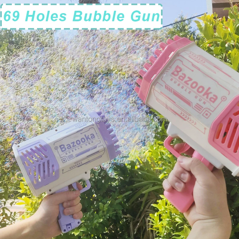 2022 Rocket Boom Bubble toys  69 Hole Gatling Bubble Gun Bubble Machine for kids and adults with light