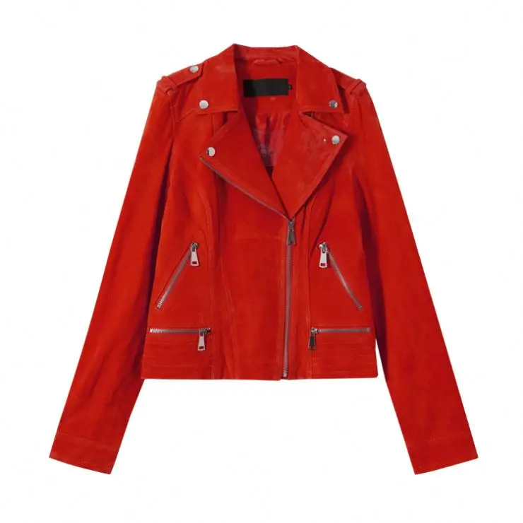 Wholesale High street punk style high quality ladies cropped leather jackets