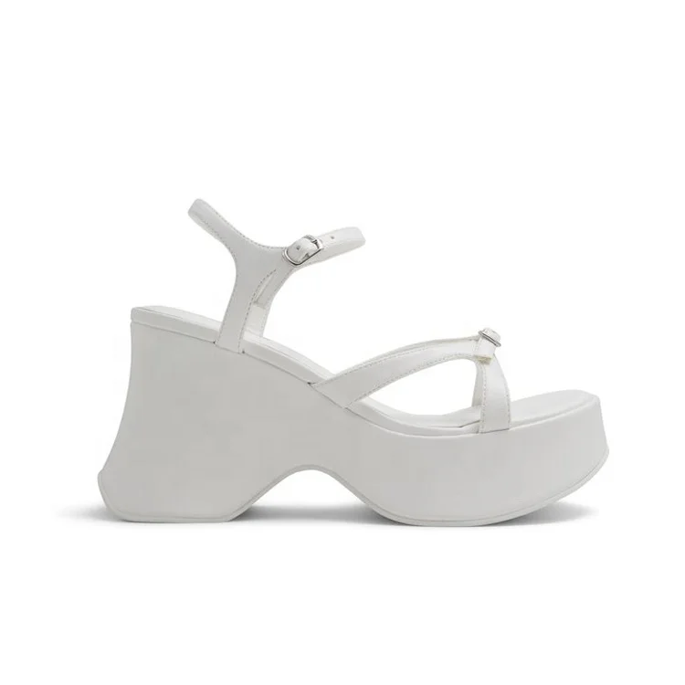 Sexy Buckle Strap Shoes Women Heels Cross Strap Wedge Sandals for Women and Ladies