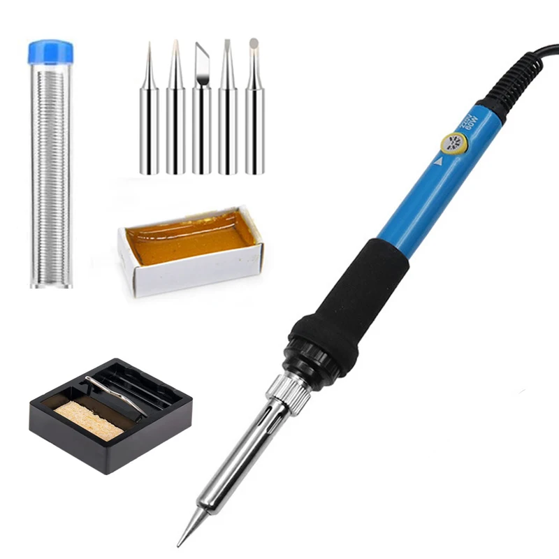 handskit 936 9pcs Soldering Iron  110V 220V 60W Thermostatic Electric Mini Solder Iron With 6pcs Soldering Tip Solder tin flux