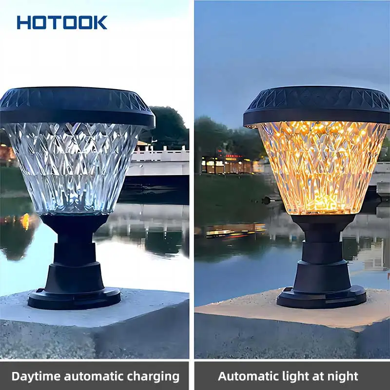 IP65 Waterproof Outdoor LED Garden Bollard Light Solar Powered Lawn Lights for Landscape Yard Pathways Solar Garden Lights
