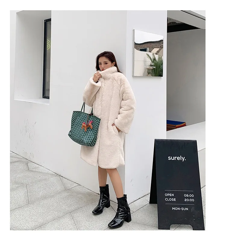 2024 cheap winter warm new fashion faux fur mink fur coat Mink fur coat female whole mink over the knee long clip cotton