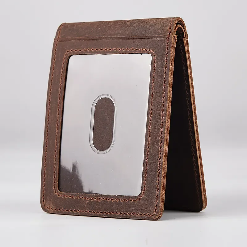 С функцией блокировки RFID мужские кошельки из натуральной кожи, изготовленные на заказ минималистский Тонкий Двойные мужской кошелек из натуральной кожи для мужчин