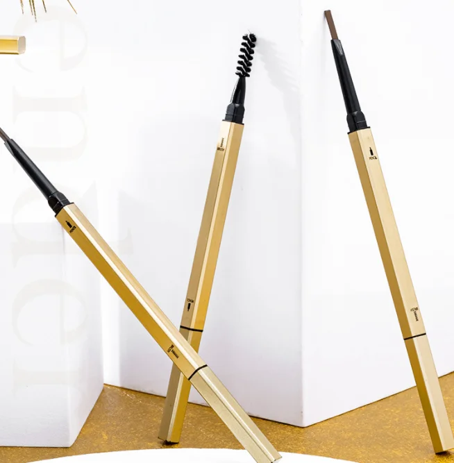 Матовая Золотая текстура с логотипом на заказ, фирменная торговая марка, водостойкий тонкий косметический карандаш для бровей