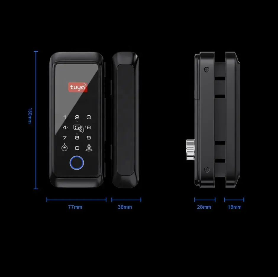 BBDHOME Mobilephone APP Control remote Fingerprint Unlock Graffiti Smart Glass Door Lock