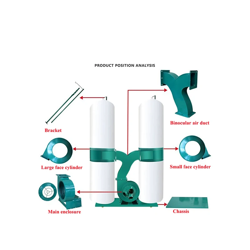 3kw Double Bags Wood Dust Collector Extractor Machine dust collector for woodworking