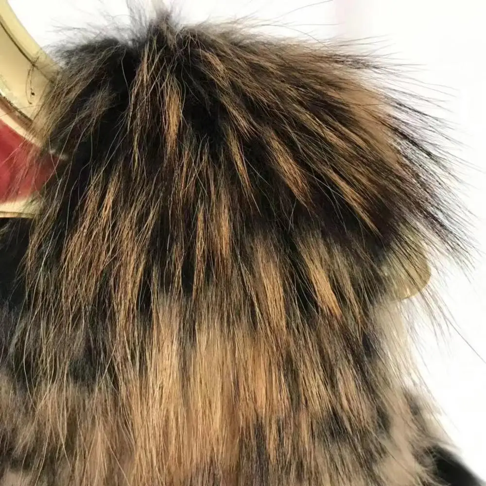 Fashion Women Real Raccoon  Fur Waistcoat Short Vest Jacket Coat Sleeveless Outwear