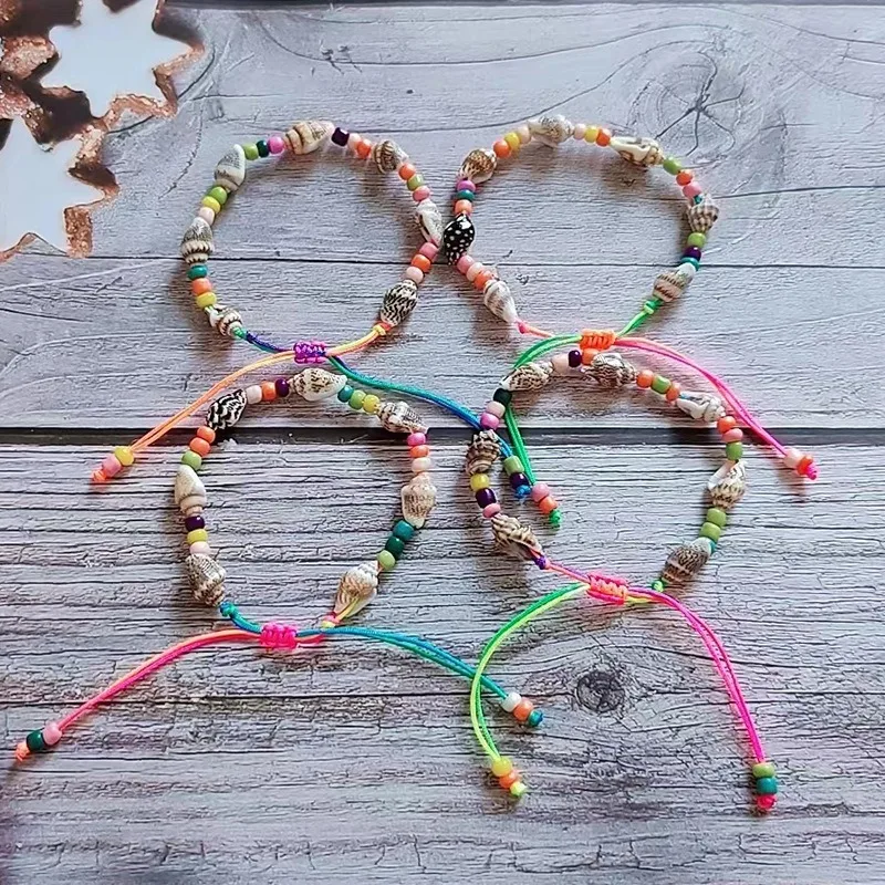 2024 New Minimalist Style Seed Pearl Conch Beaded Weaving Bracelet National Style Ocean Series Bracelet