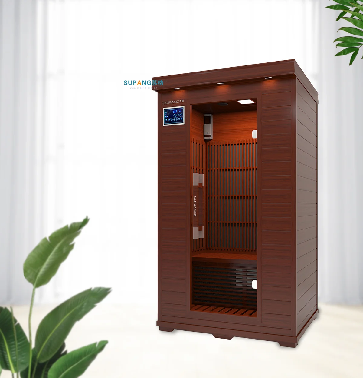 2 Person size red cedar with infrared heater for sale wooden solid wood sauna room