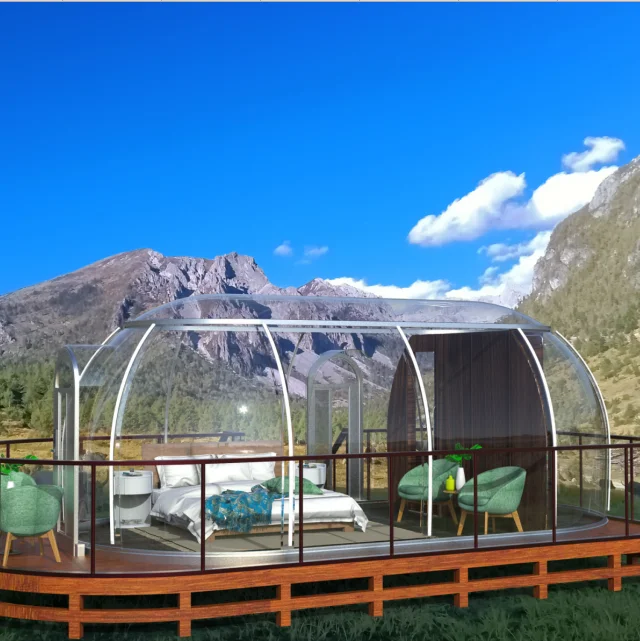 Detachable container bubble tent Camping 4x8m party Tent transparent PC garden house Glamping prefab cabin Pod
